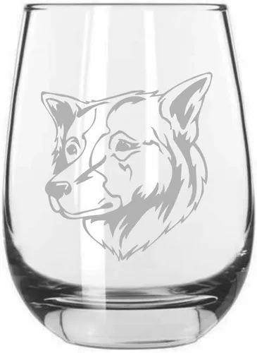 Vista 225 de Shar Pei (chino) - Vaso de vino sin tallo grabado para perro, 15.25 onzas