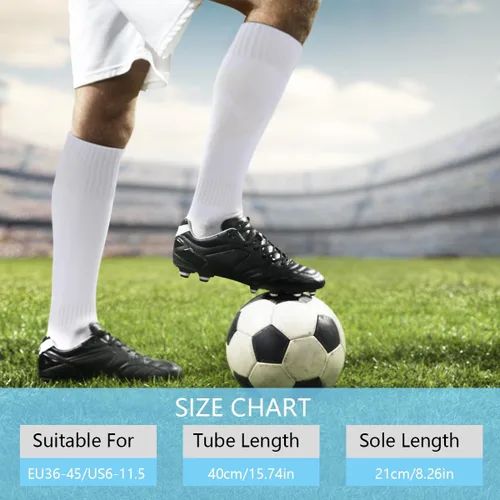 Vista 2 de ZXOLDZX 4 pares de calcetines de fútbol acolchados hasta la rodilla para hombres, jóvenes y niños