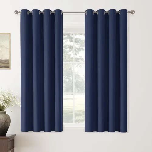 Vista 83 de ChrisDowa Cortinas 100% Opacas de Abedul Sólido de 45 Pulgadas de Largo, 2 Paneles para Dormitorio y Sala de Estar, Estilo Granja Oscurecedoras