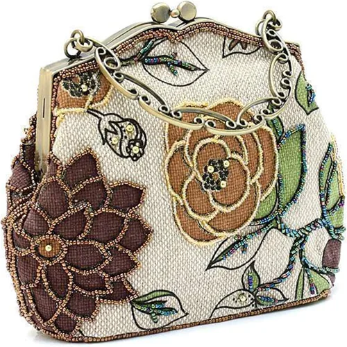 Vista 3 de ilishop Bolso de noche con cuentas y estampado vintage de lujo para mujer