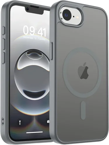Vista 53 de zapica Funda magnética para iPhone Air, con protector de pantalla de vidrio templado, compatible con MagSafe, translúcida mate, a prueba de golpes