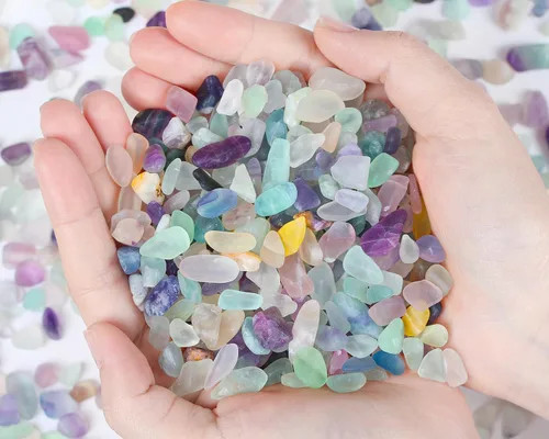Vista 14 de QINJIEJIE Piedras de cristal de ágata acuática, piedra natural, grava a granel, piezas de rocas trituradas, piedra de cuarzo pulido, 0.55 libras