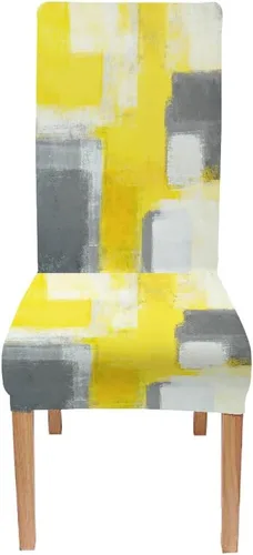 Vista 99 de TOMWISH Juego de 2 fundas para sillas de comedor, color turquesa y gris, fundas elásticas para sillas Parsons, de elastano, lavables, protectores