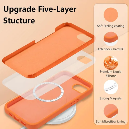 Vista 634 de Funda magnética de silicona para iPhone 13 Pro, color blanco antiguo [Compatible con Magsafe] [Forro de microfibra suave antiarañazos], funda