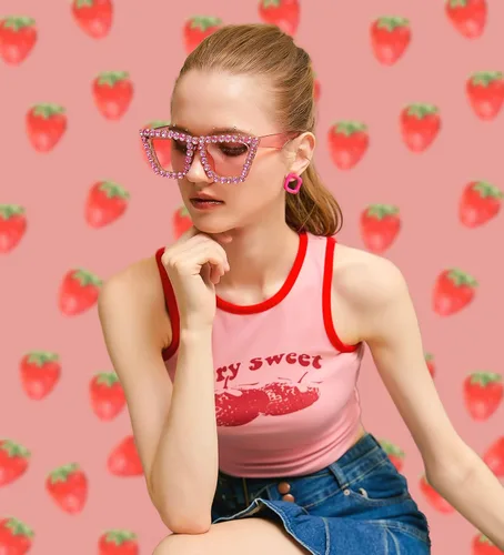 Vista 6 de FEISEDY Gafas de sol de ojo de gato cuadradas de cristal para mujer, gafas de sol brillantes de moda retro Cateye B2898