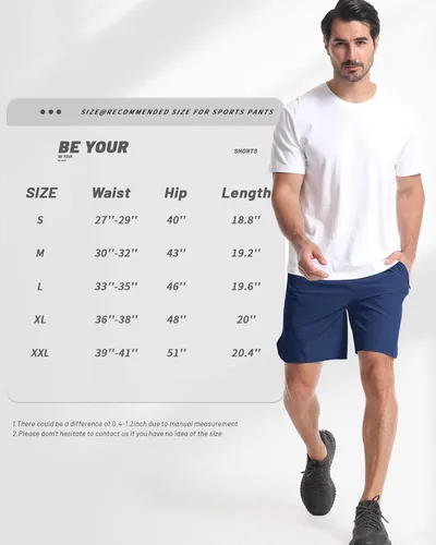 Vista 6 de CANGHPGIN Paquete de 2 pantalones cortos deportivos de entrenamiento para hombre, entrepierna de 7 pulgadas, pantalones cortos de senderismo