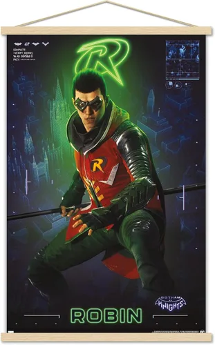 Vista 16 de Trends International DC Comics Gotham Knights - Póster de pared de Robin, 14.725 x 22.375 pulgadas, versión enmarcada de madera de granero