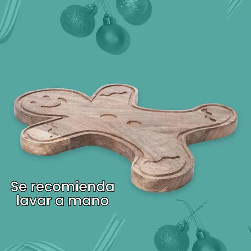 Vista 3 de Mary Square Tabla de cortar de queso de Navidad de madera de mango marrón natural (16,5 x 13,25 pulgadas)