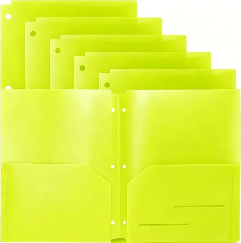 Vista 15 de Youngever Paquete de 6 carpetas de plástico resistente con dos bolsillos, separadores de carpetas con bolsillo, carpeta perforadora de 3 agujeros