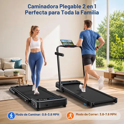 Vista 7 de Cardirun Walking Pad with 12% Auto Incline & Handle Bar, Foldable Treadmill Negro