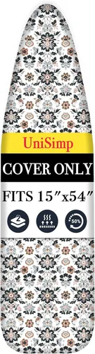 Vista 15 de UniSimp Funda y almohadilla para tabla de planchar de 15 x 54 pulgadas, algodón natural extra grueso, acolchado resistente a las manchas y a