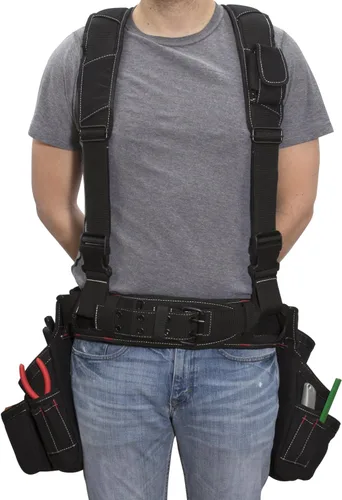 Vista 5 de Dickies Plataforma de trabajo de carpintero de 4 piezas, tirantes acolchados para cinturón de herramientas, malla de enfriamiento, cinturón de Negro