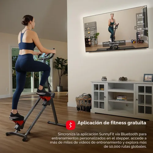 Vista 4 de Sunny Health & Fitness Foldable Stair Climber with Extended Step Range 1. Rojo