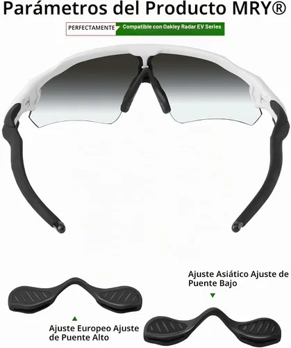 Vista 2 de Mryok Juego de almohadillas de repuesto para gafas de sol Oakley Radar EV Path OO9208 / Pitch OO9211 / Asian Fit OO9275 Negro