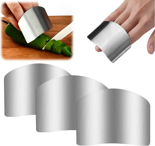 Vista 8 de Protector de dedos de acero inoxidable, ajuste universal, protector de dedos ajustable para cortar alimentos, herramienta de corte premium