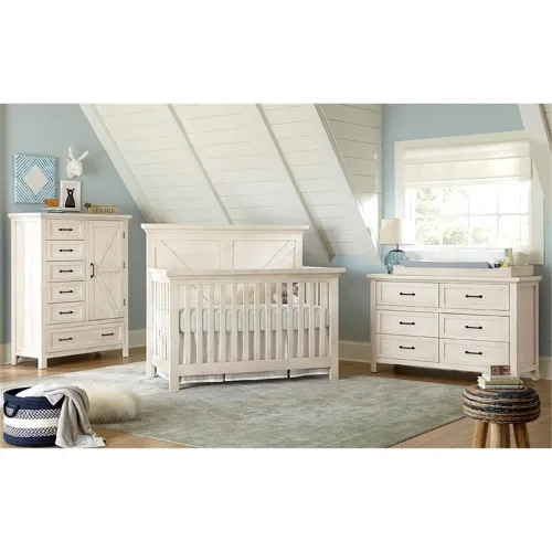 Vista 4 de Westwood Design Westfield - Cuna convertible 4 en 1, color blanco cepillado