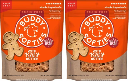 Vista 12 de Buddy Biscuit Softies - Bolsa de 5 onzas, sin granos, suave y masticable, golosinas naturales con sabor a mantequilla de maní para perros, horneadas