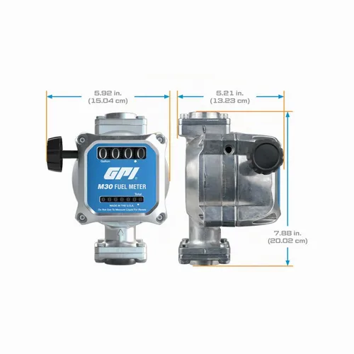 Vista 5 de GPI - Medidor de combustible mecánico modular M30 en GALLONS, 5 a 30 GPM, entrada/salida NPT de 1" (165100-01)