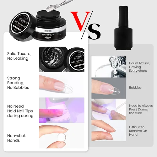 Vista 3 de MIZHSE - Pegamento de uñas sólido, 18g de pegamento de gel UV sólido para uñas y mini lámpara LED ligera para puntas de uñas acrílicas, pegamento