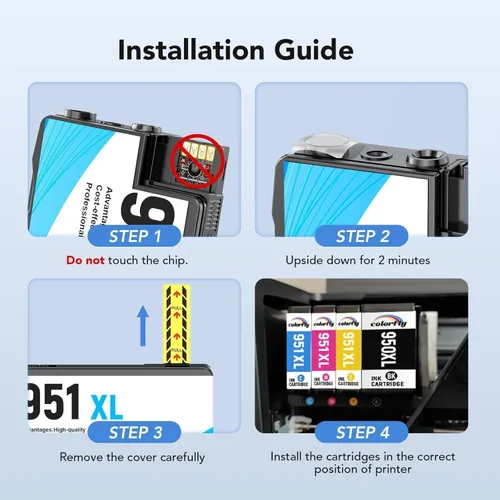 Vista 4 de colorfly Paquete combinado de cartuchos de tinta 950xl y 951xl compatibles con HP OfficeJet Pro 8610 8620 8100 8630 8615 repuesto con cartuchos