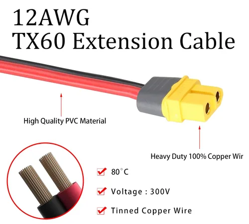 Vista 5 de Cable SAE a XT60 de 12 AWG XT60 hembra a conector SAE con adaptador de polaridad inversa S-A-E compatible con panel solar, generador solar portátil