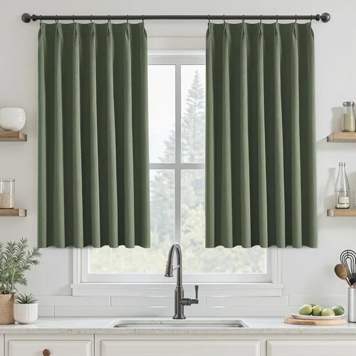 Vista 47 de UHITECH Cortinas plisadas pequeñas de 35 pulgadas de largo, cortinas opacas cortas para ventanas de sótano, aislamiento térmico, cortinas opacas
