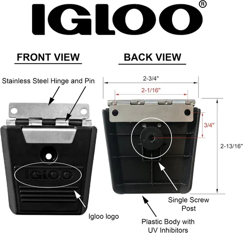 Vista 2 de Igloo Cooler Hybrid - Poste y tornillos de acero inoxidable/plástico, paquete de 2, color negro