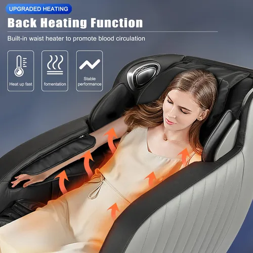 Vista 4 de PayLessHere Sillón de masaje de cuerpo completo, gravedad cero SL-Track reclinable elástico con altavoz Bluetooth 3D con terapia de calor integrado