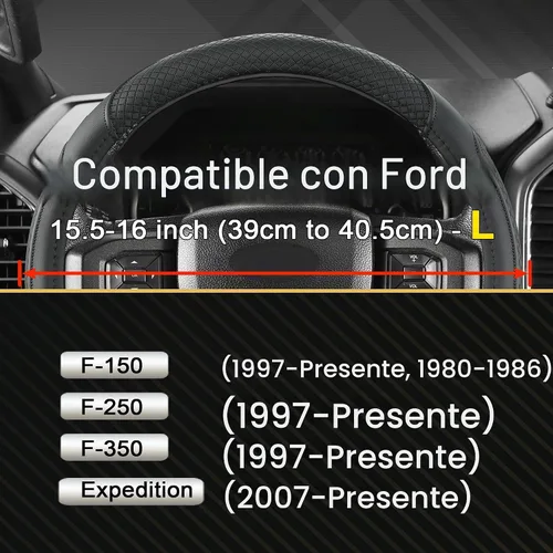 Vista 2 de West Llama Funda para volante de automóvil para Ford F-150, F-250, F-350, Expedition (Negro, tamaño grande)
