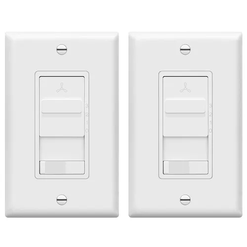 Vista 14 de TOPGREENER 3-Speed Ceiling Fan and Light Dimmer Switch, Single Pole, Gold 3-speed mechanical fans and dimmable lights only. Separate fan/light