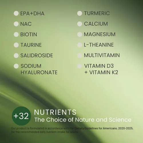 Vista 3 de Multivitamínico para mujeres, multivitamínico todo en uno para mujer, paquetes de vitaminas para cabello, piel y uñas, producción de energía, salud