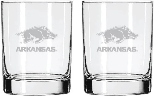 Vista 40 de Alabama - Juego de 2 vasos de cristal grabado satinado de 2 caras Marea carmesí de Alabama