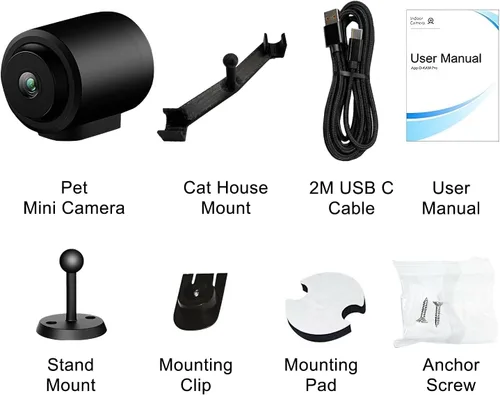 Vista 8 de Mini cámara WiFi 2.4G para casa de gato con calefacción (uso enchufable), 1080P HD, visión nocturna, detección de movimiento, ultra gran angular