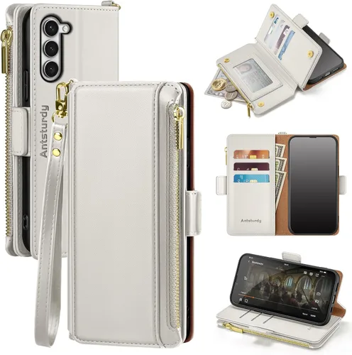 Vista 8 de Antsturdy Funda compatible con Samsung Galaxy S23 FE 5G con tarjetero para mujeres y hombres, funda de teléfono con bloqueo RFID, funda protectora