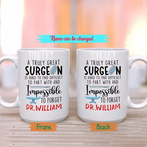 Vista 2 de Taza de café con nombre personalizada para hombres, mujeres, cirujano médico, taza de café blanca personalizada para cirujano ortopédico, taza