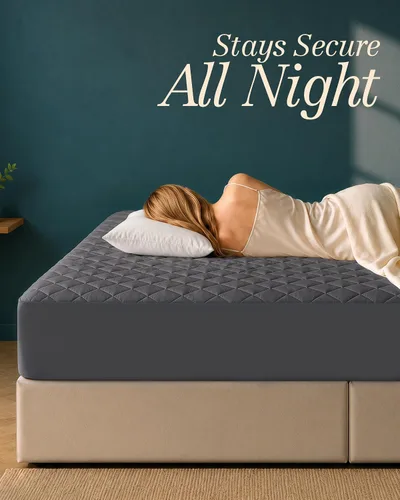 Vista 4 de Utopia Bedding - Cubrecolchón acolchado (tamaño matrimonial), protector de colchón elástico y ajustable con bolsillo profundo que se estira hasta 16