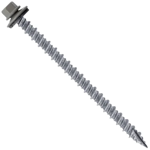 Vista 101 de Tornillos para techos de metal gris ABC 10 x 1 - Cabezal hexagonal - Arandela EPDM - Arandela de arranque automático/roscado - 1 bolsa - 250