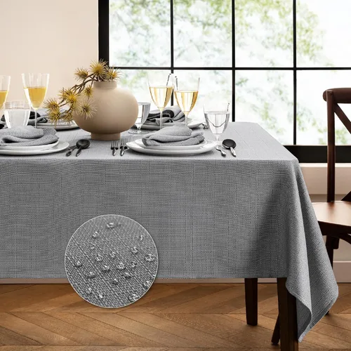 Vista 21 de Elrene Home Fashions - Mantel de textura sólida de laurel, resistente al agua y a las manchas, 52 x 70 pulgadas, rectangular, color salvia