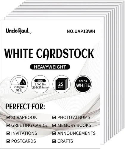 Vista 22 de 24 hojas de papel de cartulina de 6 colores de 8.5 x 11 pulgadas, papel de doble cara de 92 libras/8.82 oz/m², papel grueso de construcción