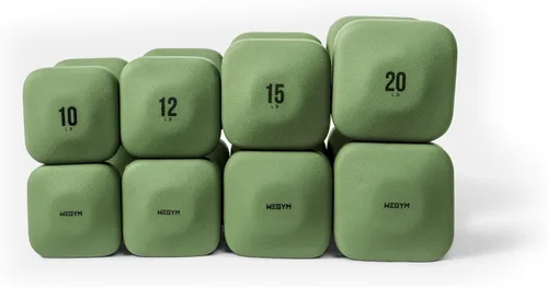 Vista 7 de WeGym SafeGrip Square Dumbbells with Anti Slip Handles, Aesthetic Free Weights for Home Workouts, Stable Design Prevents Rolling during Floor