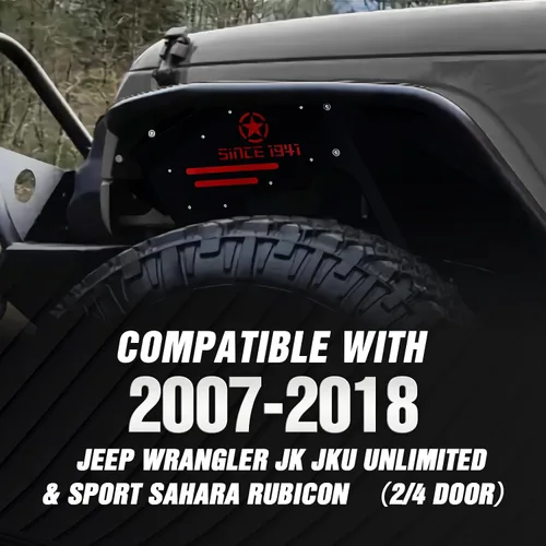 Vista 2 de YZONA - Forros de guardabarros interiores delanteros y traseros compatibles con Jeep Wrangler JK y JKU Unlimited 2007-2018 (2/4 puertas), cubiertas