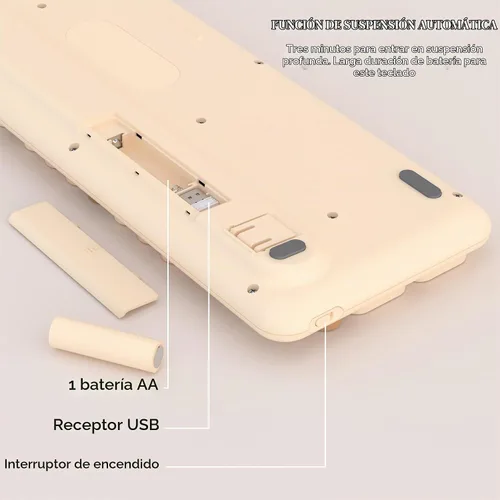 Vista 5 de Teclado Bluetooth inalámbrico colorido (té de leche colorido)