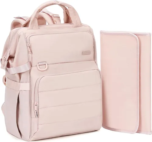 Vista 8 de BELALIFE Mochila para pañales para bebés, mochila de viaje para mamás papás, con cambiador, soportes para botellas aislados y correas