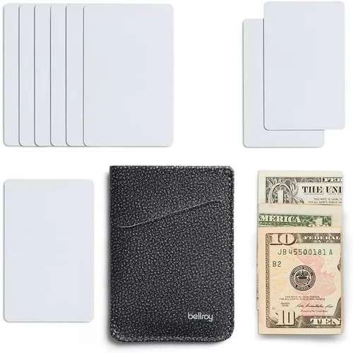 Vista 7 de Bellroy Funda de tarjeta, cartera delgada de cuero (máximo 8 tarjetas y billetes), Negro estelar