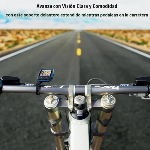 Vista 6 de Soporte de bicicleta frontal para computadora GPS Garmin Edge, soporte de manillar de ciclismo extendido IIISOGNO para Edge