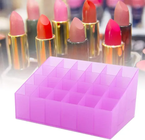 Vista 5 de Organizador de lápiz labial, 24 rejillas, organizador de maquillaje de lápiz labial, soporte para lápiz labial, organizador de brillo de labios