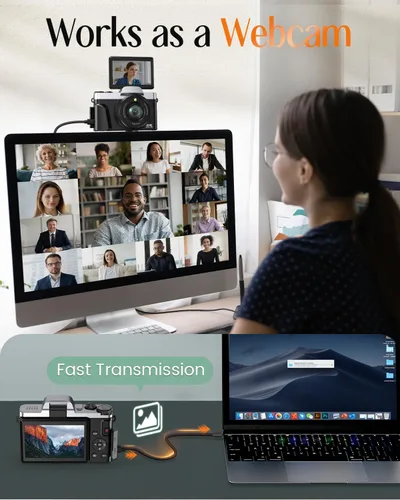 Vista 9 de Cámara digital 4K para fotografía con WiFi, cámara de videoblogs de 64 megapíxeles con enfoque automático para YouTube, cámara compacta de viaje