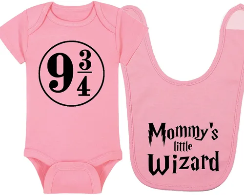 Vista 55 de Sombrero de bebé Wizard - Chosen One (tela negra - diseño dorado)