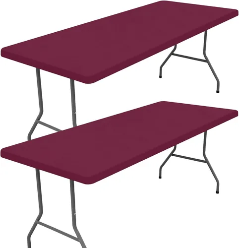 Vista 59 de Moosfor Paquete de 2 manteles rectangulares de elastano de 4 pies, elásticos y ajustables para pícnic, cubierta de mesa de patio elástica y lavable
