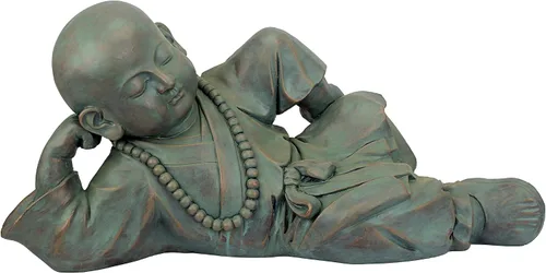 Vista 3 de Design Toscano Resting Serene Baby Monk Asian Boy - Estatua de jardín de niño asiático, 24 pulgadas de ancho, 12 pulgadas de alto, resina de piedra